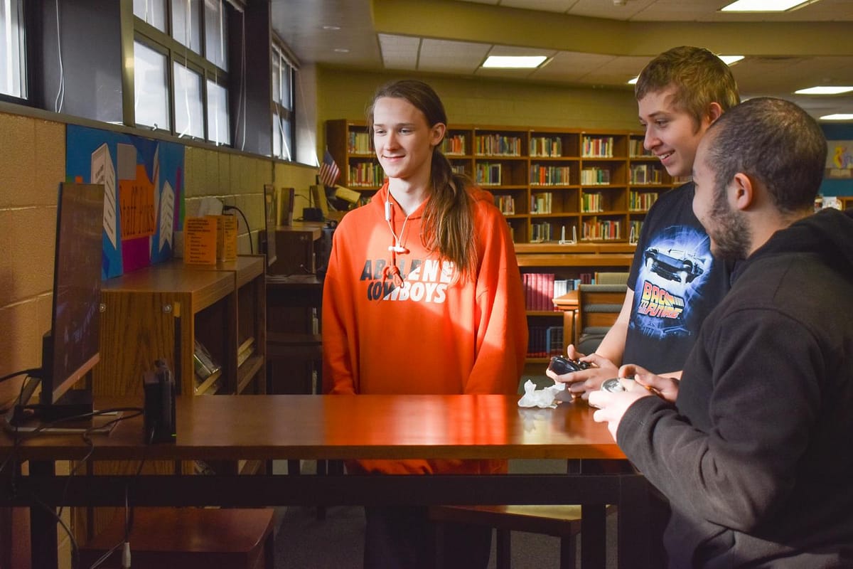 Students are practicing for E-Sports competition in the AHS media center earlier this school year.