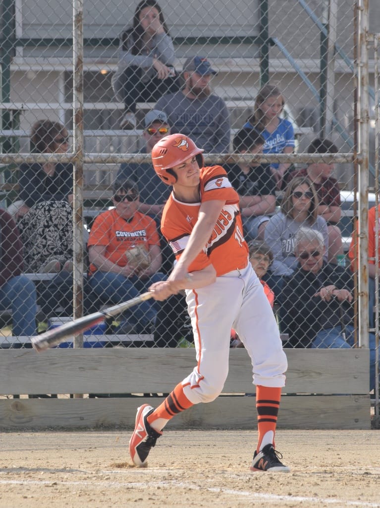 Senior Bret Ambrosier crushes a pitch during an early season home game.